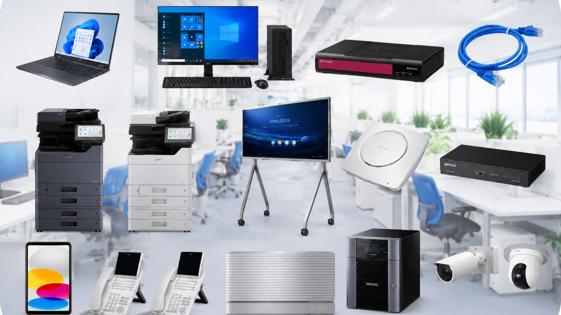 事務所のITインフラを整備するイメージ
